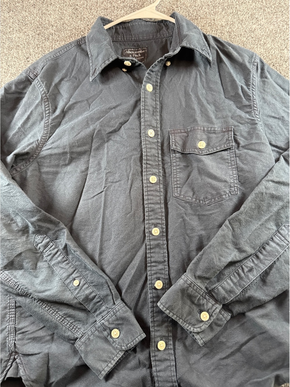 Abercrombie & Fitch Button Up Shirt Mens S Black Gray Faded Casual Workwear